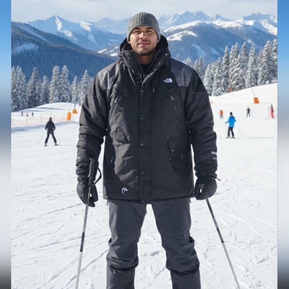 The North Face Steep Tech Black and Gray Insulated Ski Snowboard Jacket Mens 3XL - Picture 1 of 8